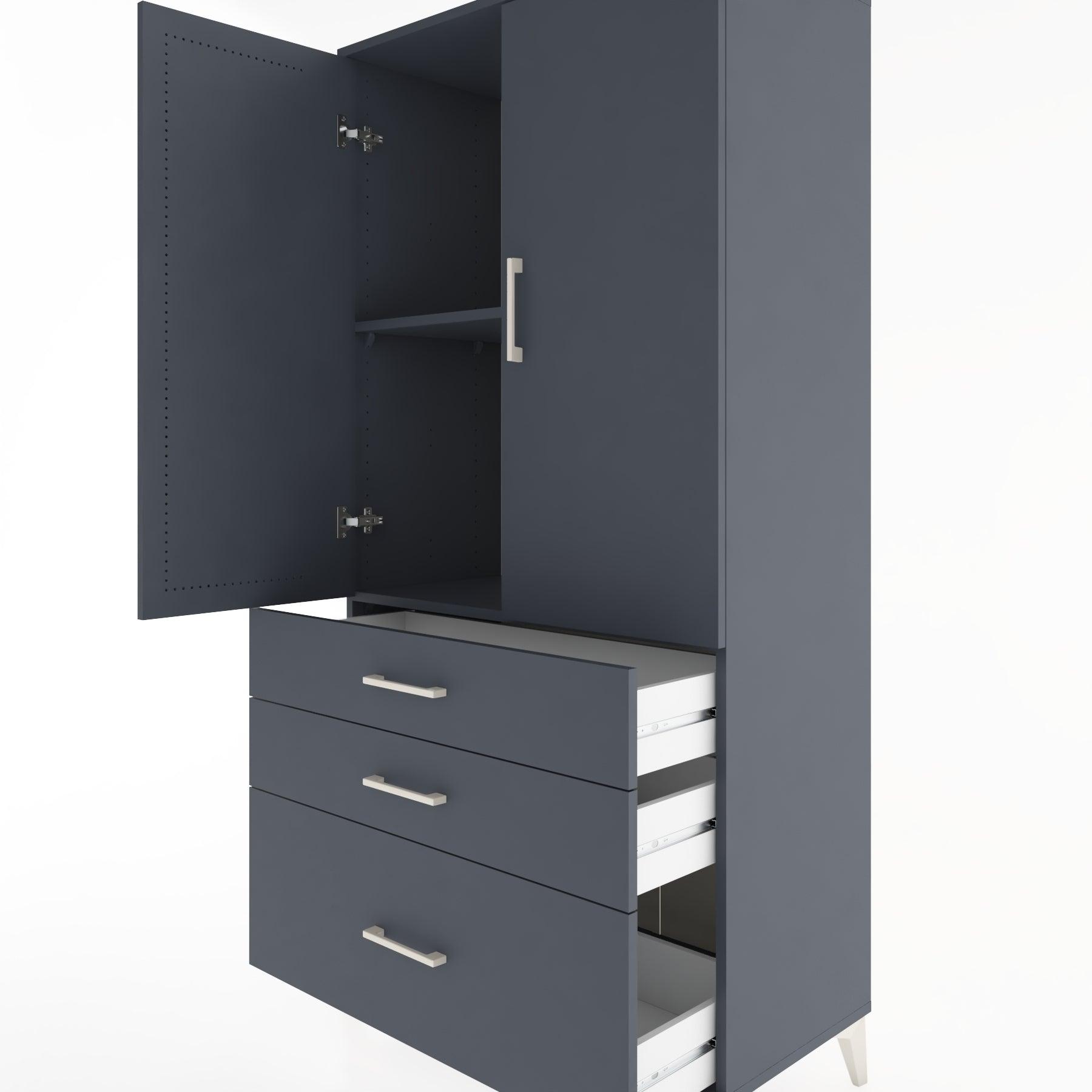 Woodntry Modular Cabinet Anthracite 88x44x170 cm with Doors and Drawers KC14-2