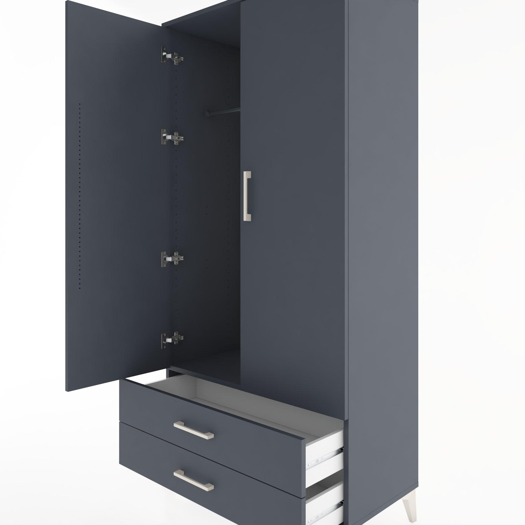 Woodntry Modular Cabinet Anthracite 88x44x170 cm with Doors and Drawers KC29-2
