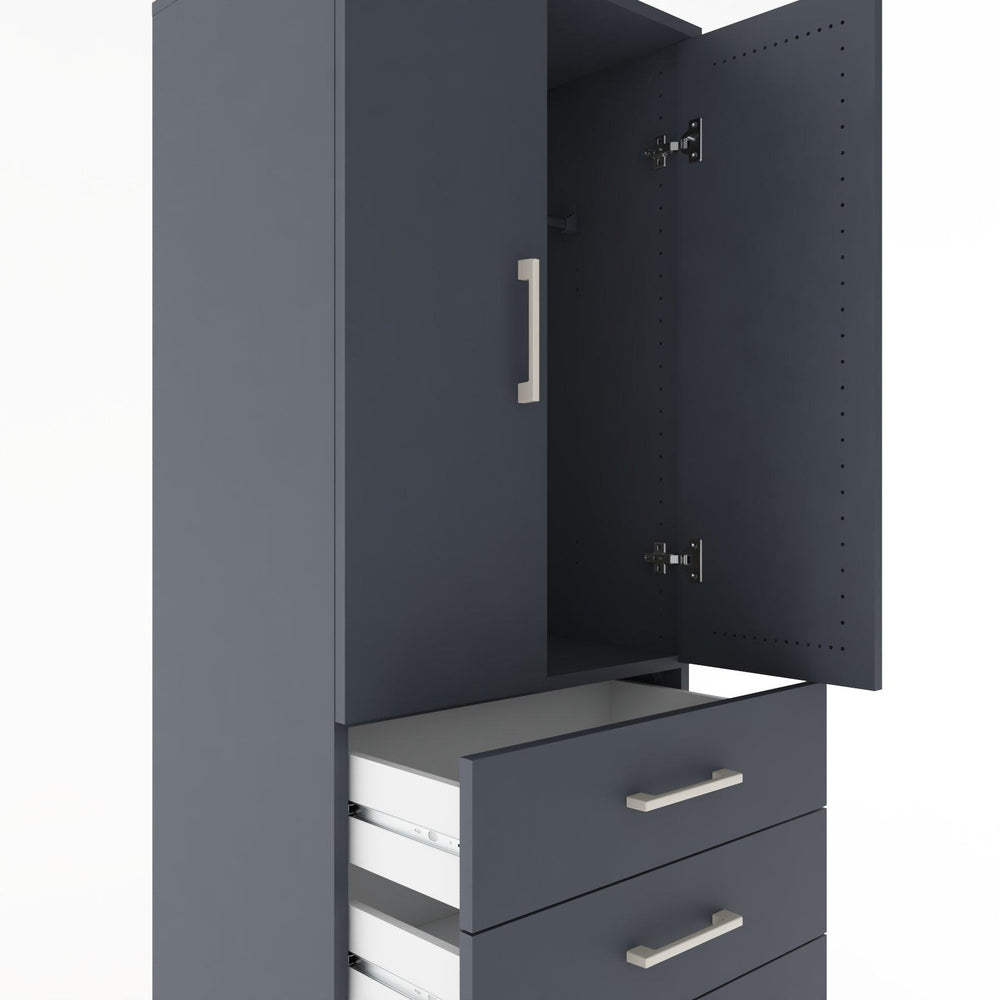 Woodntry Modüler Dolap Antrasit 60x44x170 cm Kapaklı ve Çekmeceli KC26-2