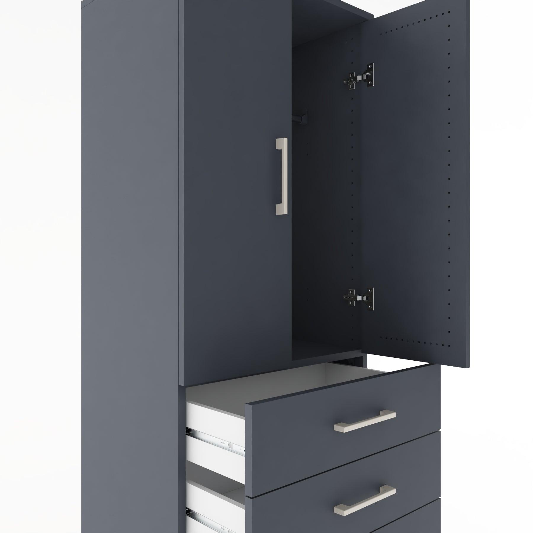 Woodntry Modular Cabinet Anthracite 60x44x170 cm with Doors and Drawers KC26-2
