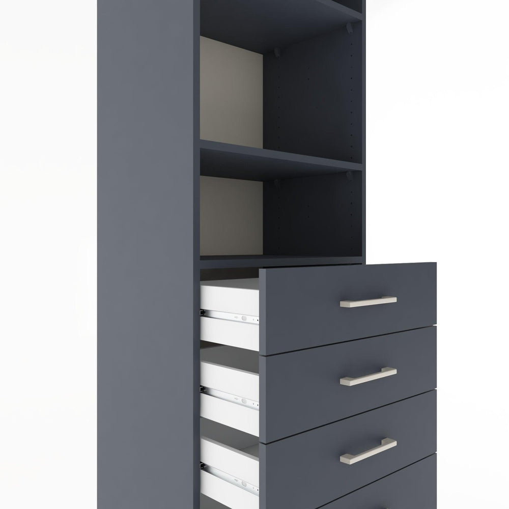 Woodntry Modüler Dolap Antrasit 60x44x170 cm Çekmeceli ve Raflı CR35-2