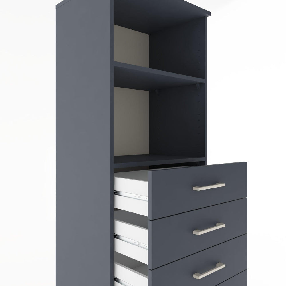 Woodntry Modüler Dolap Antrasit 60x44x170 cm Çekmeceli ve Raflı CR40-2