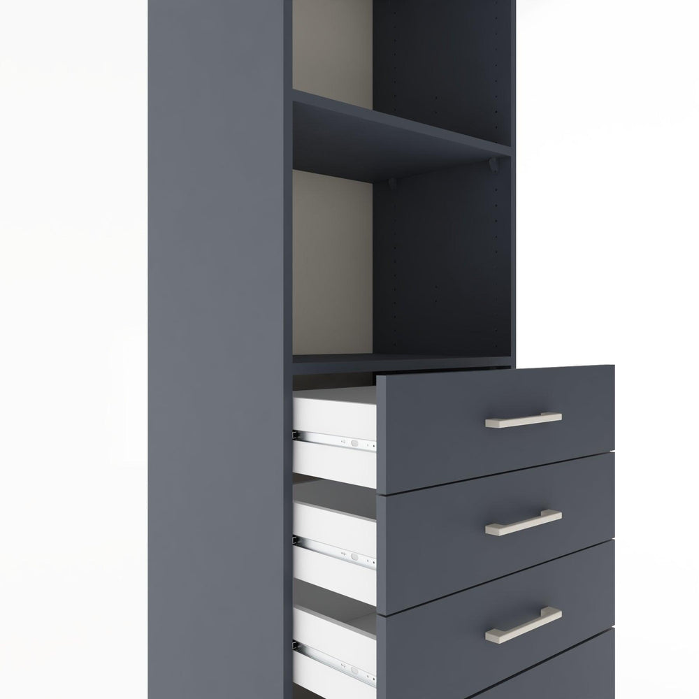 Woodntry Modüler Dolap Antrasit 60x44x170 cm Çekmeceli ve Raflı CR41-2