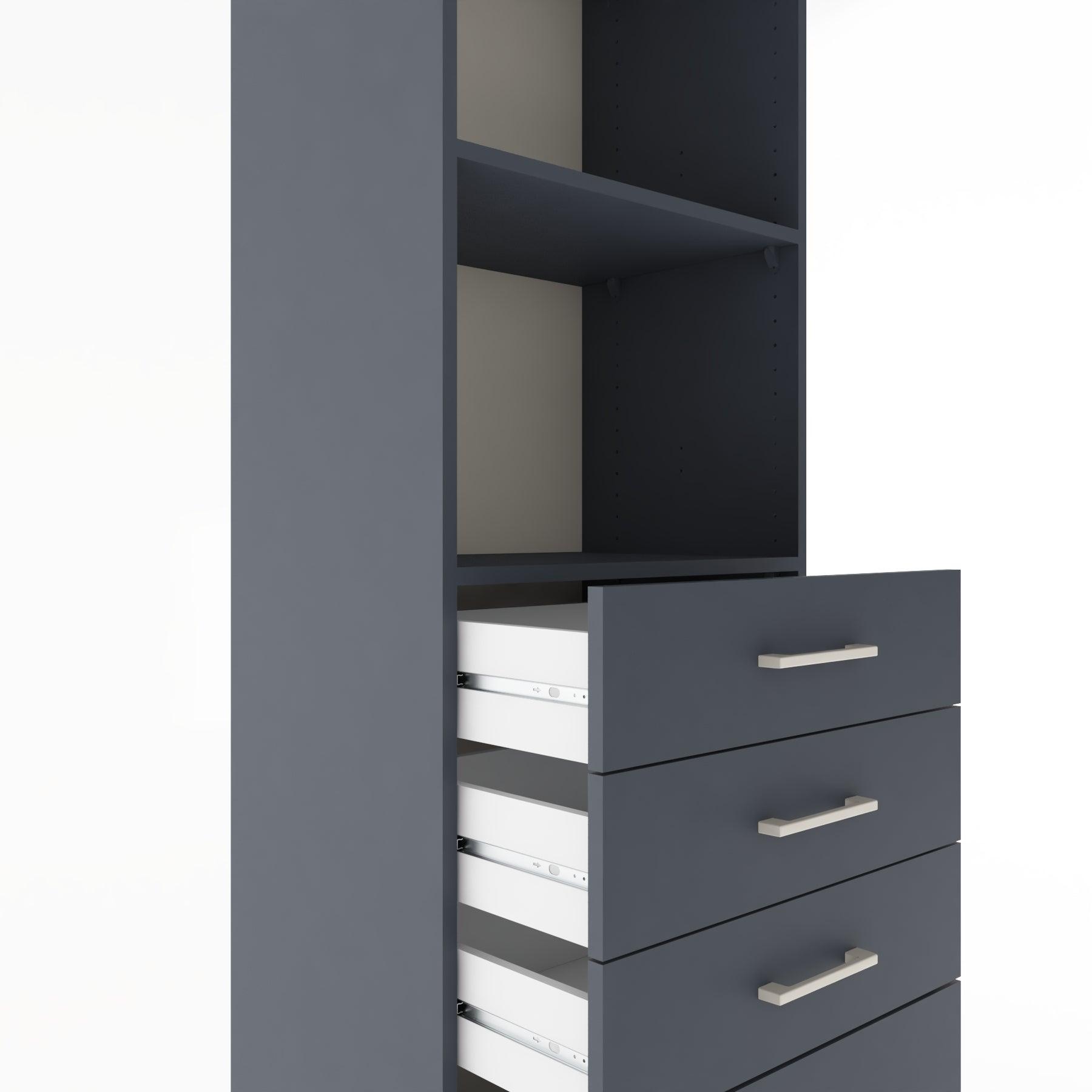 Woodntry Modular Cabinet Anthracite 60x44x170 cm with Drawers and Shelves CR41-2
