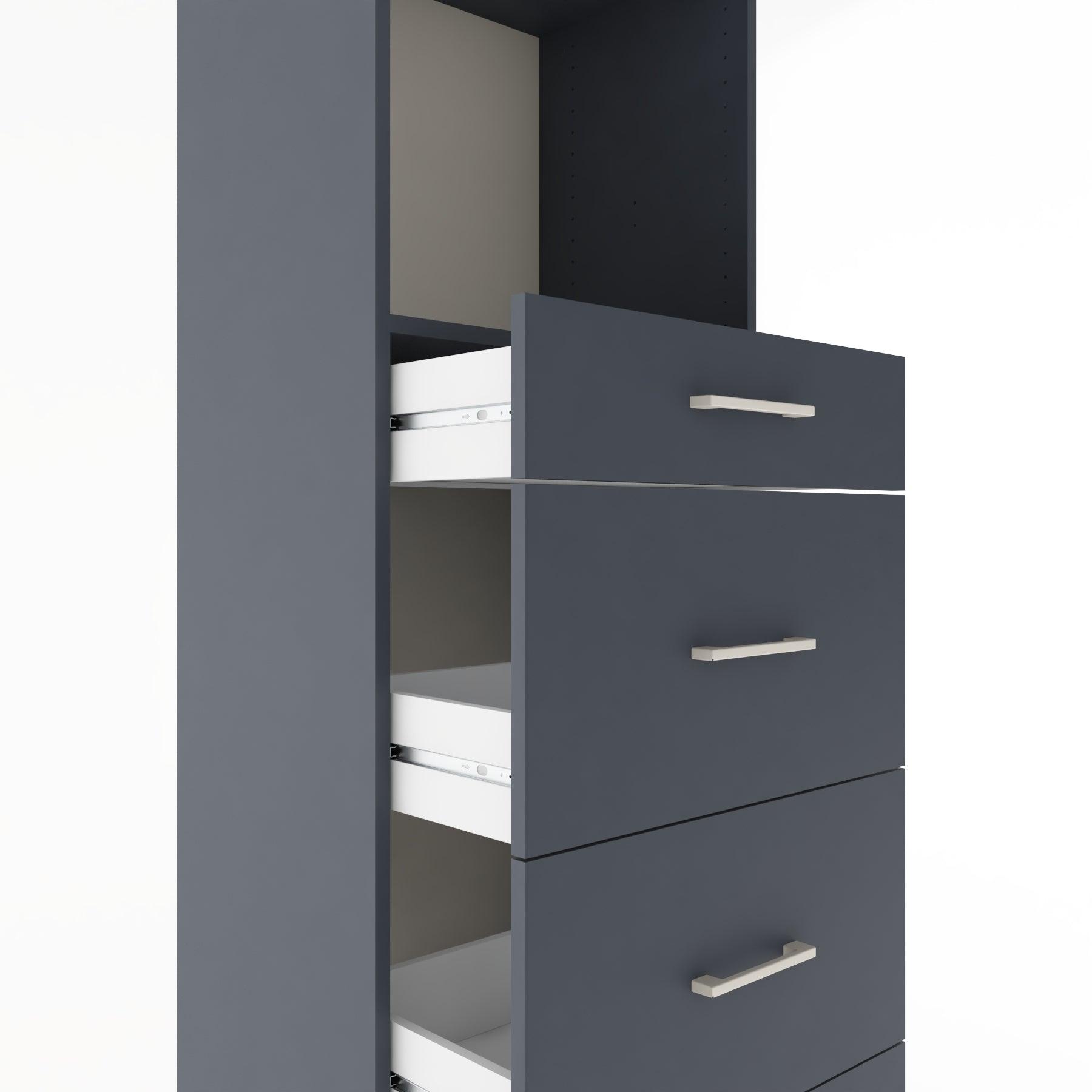 Woodntry Modüler Dolap Antrasit 60x44x170 cm Çekmeceli ve Raflı CR50-2