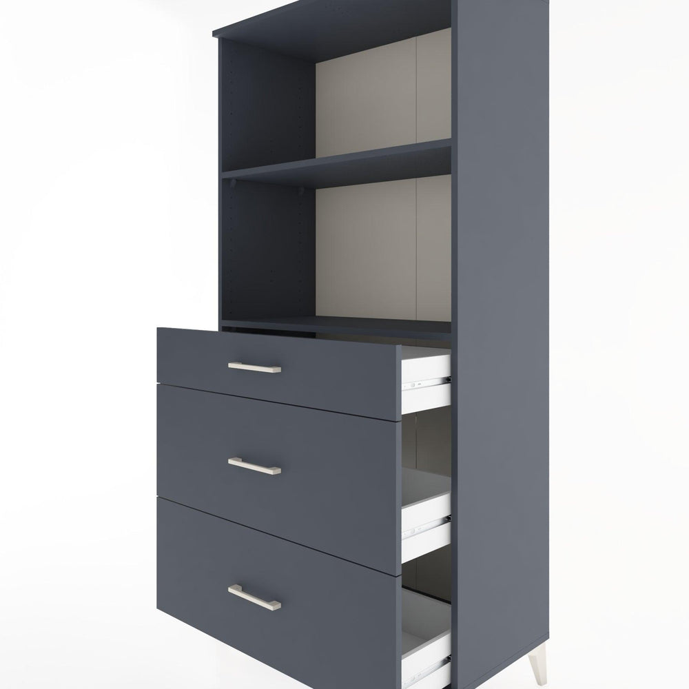 Woodntry Modüler Dolap Antrasit 88x44x170 cm Çekmeceli ve Raflı CR48-2