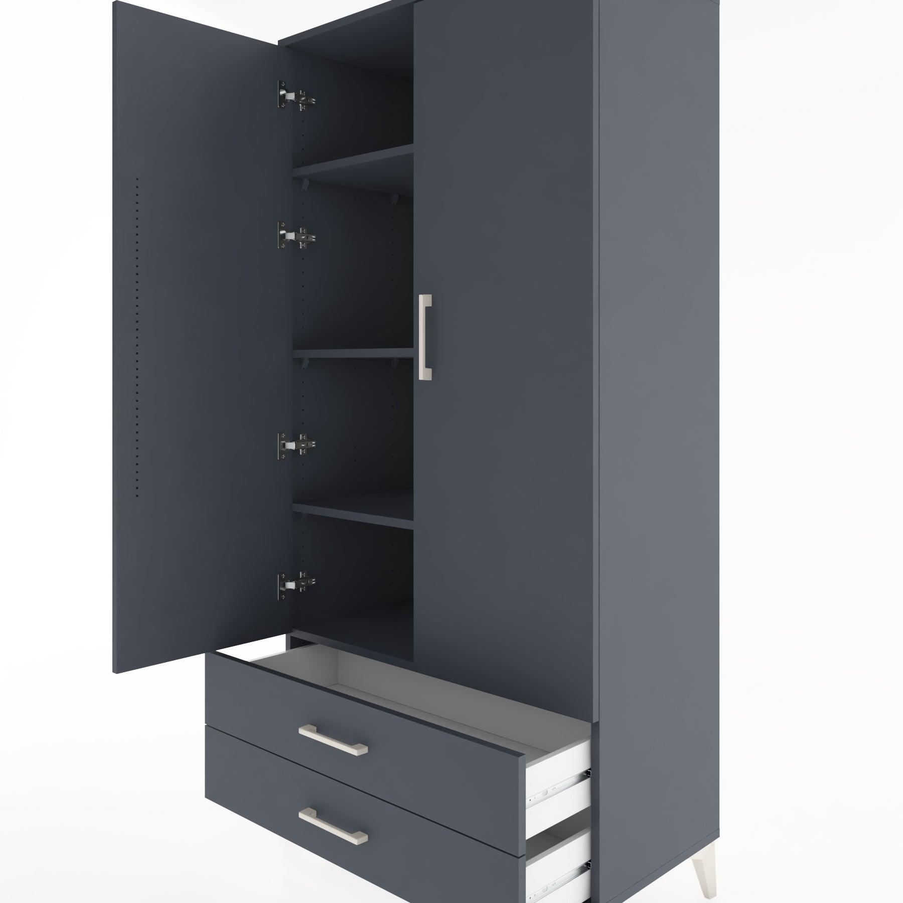 Woodntry Modular Cabinet Anthracite 88x44x170 cm with Doors and Drawers KC7-2