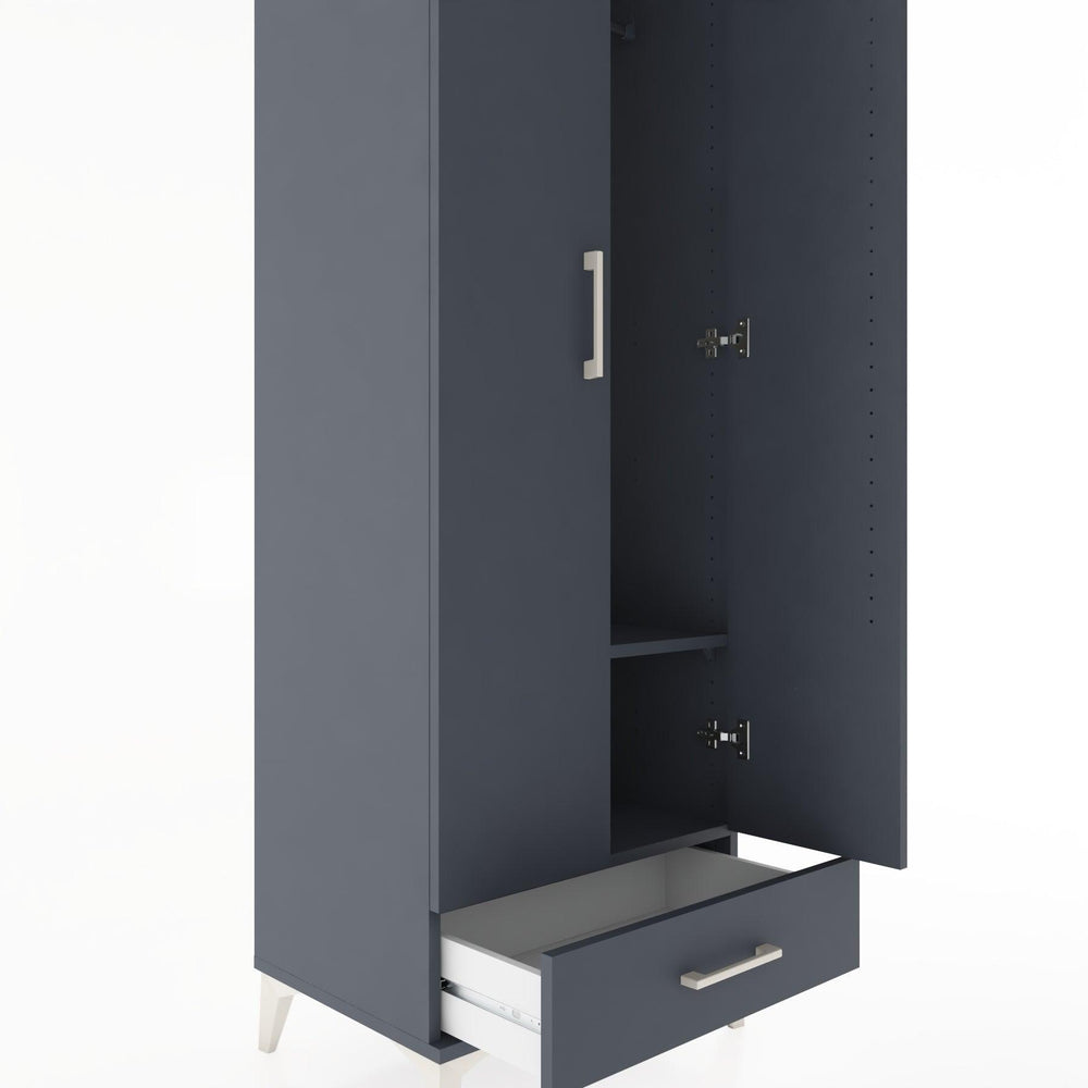 Woodntry Modüler Dolap Antrasit 60x44x170 cm Kapaklı ve Çekmeceli KC30-2