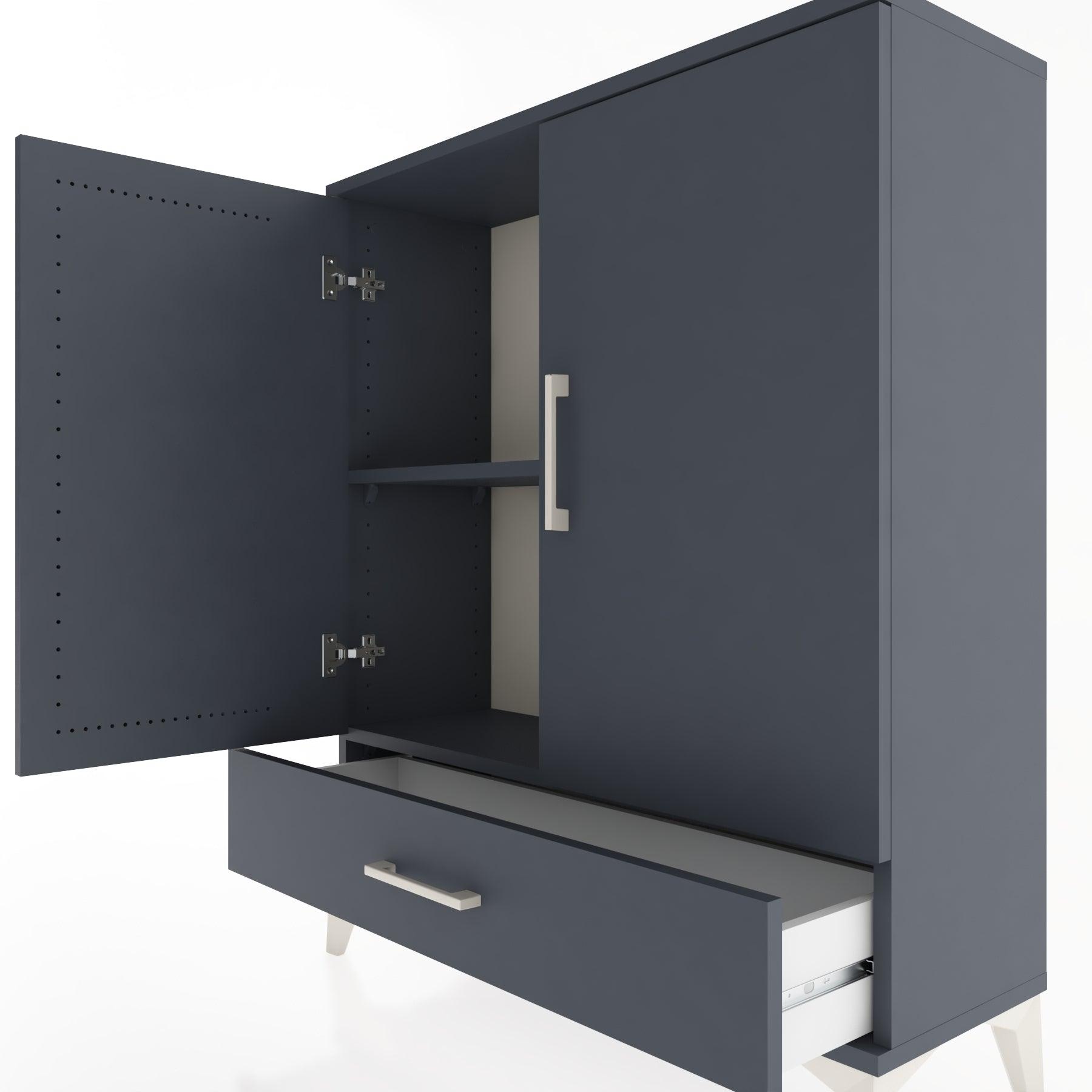 Woodntry Modüler Şifonyer Antrasit 88x30x94 cm Kapaklı ve Çekmeceli KC2-2