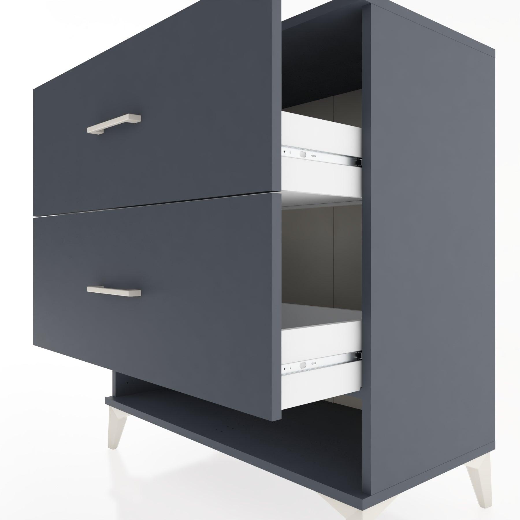 Woodntry Modüler Şifonyer Antrasit 88x44x84 cm Çekmeceli ve Raflı CR4-2