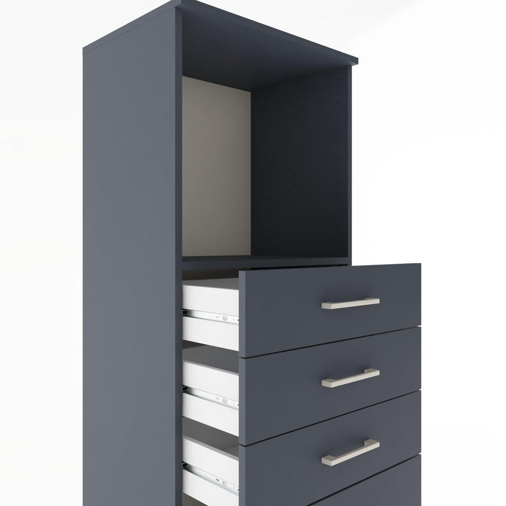 Woodntry Modüler Dolap Antrasit 60x44x170 cm Çekmeceli ve Raflı CR45-2