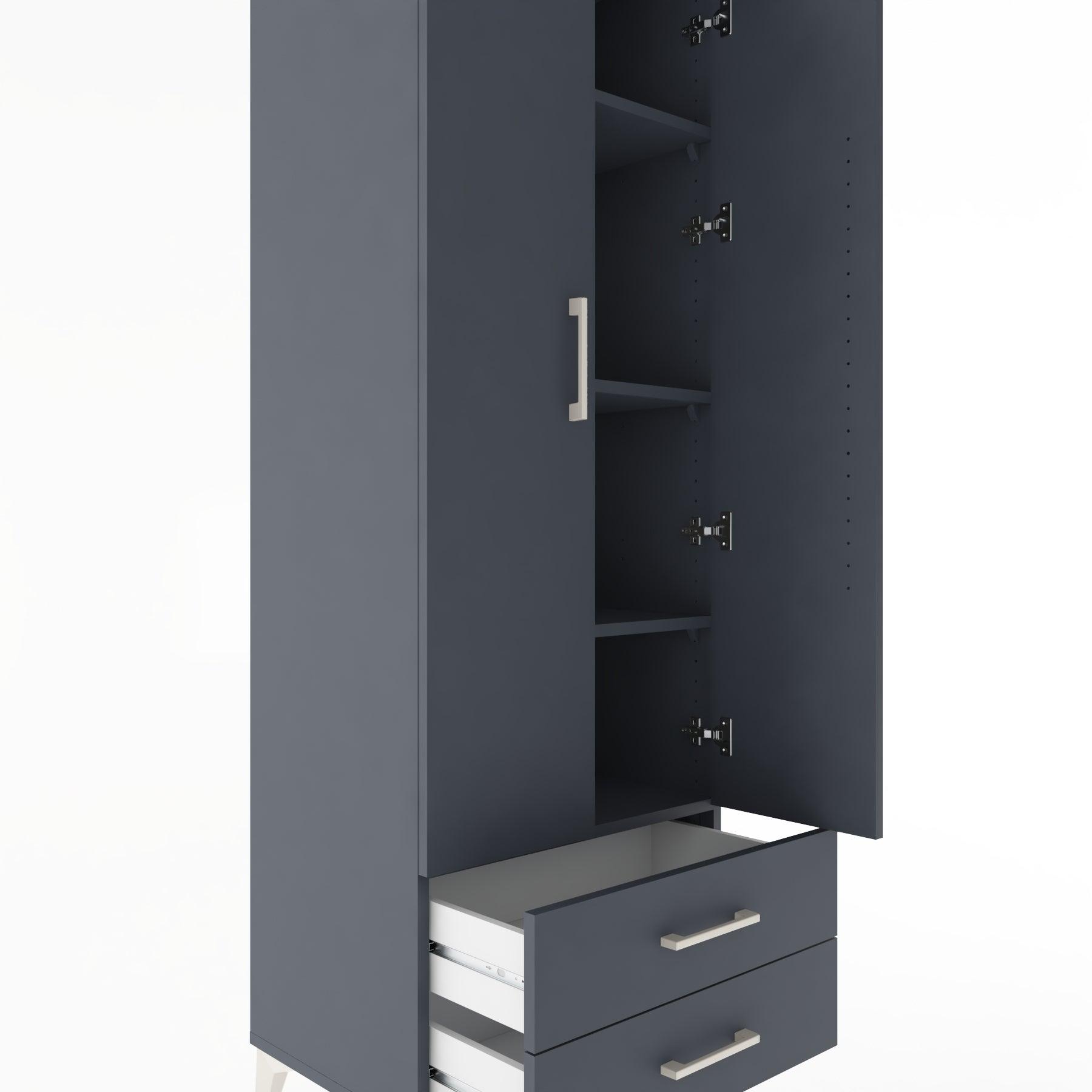 Woodntry Modular Cabinet Anthracite 60x44x170 cm with Doors and Drawers KC7-2