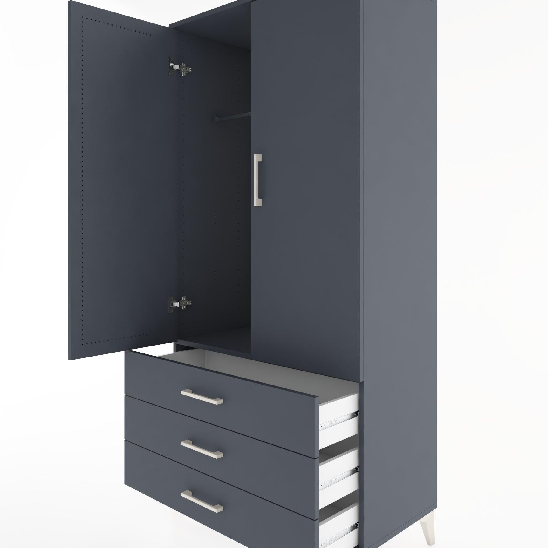 Woodntry Modular Cabinet Anthracite 88x44x170 cm with Doors and Drawers KC28-2