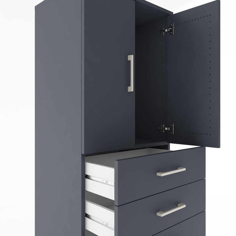 Woodntry Modüler Dolap Antrasit 60x44x170 cm Kapaklı ve Çekmeceli KC3-2