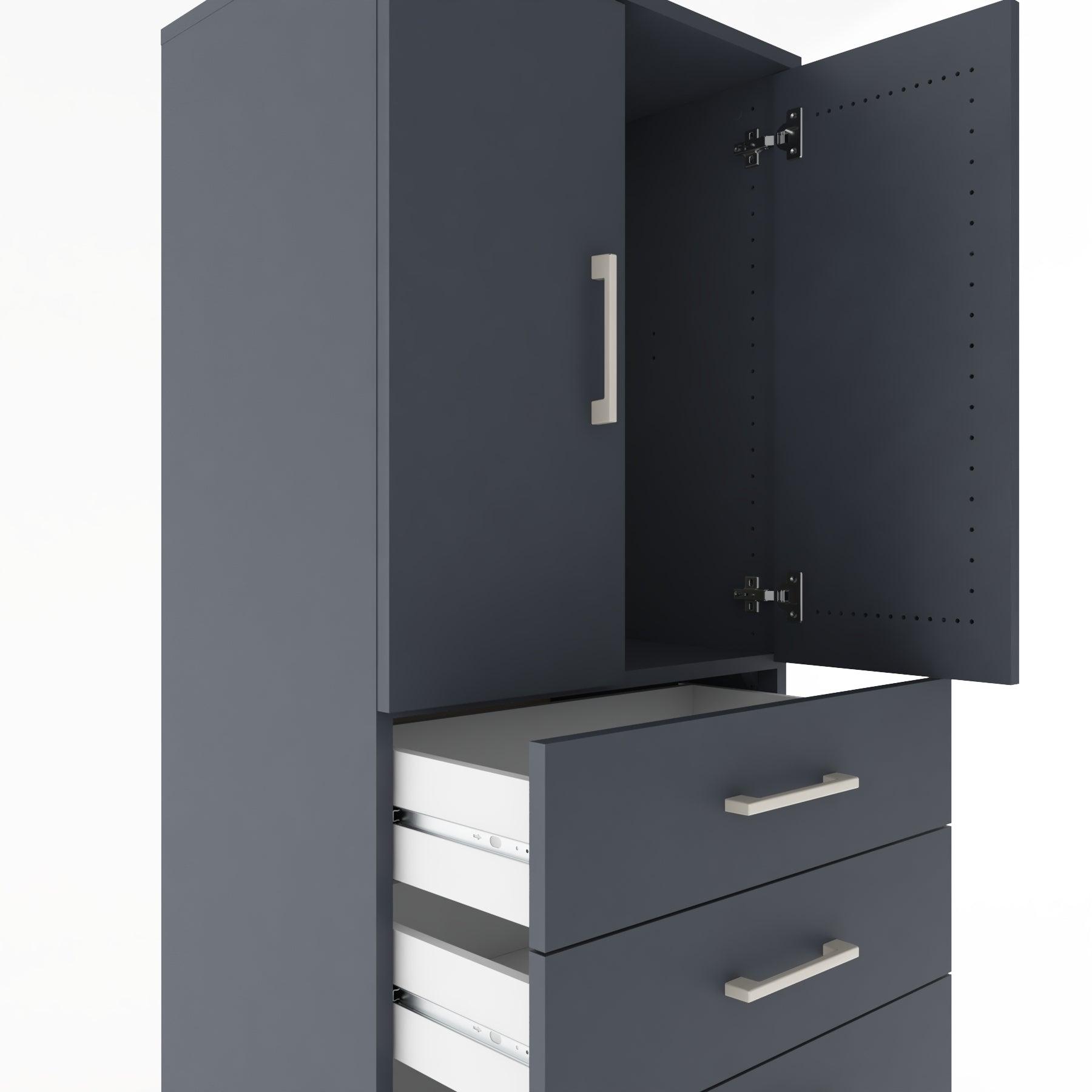 Woodntry Modular Cabinet Anthracite 60x44x170 cm with Doors and Drawers KC3-2