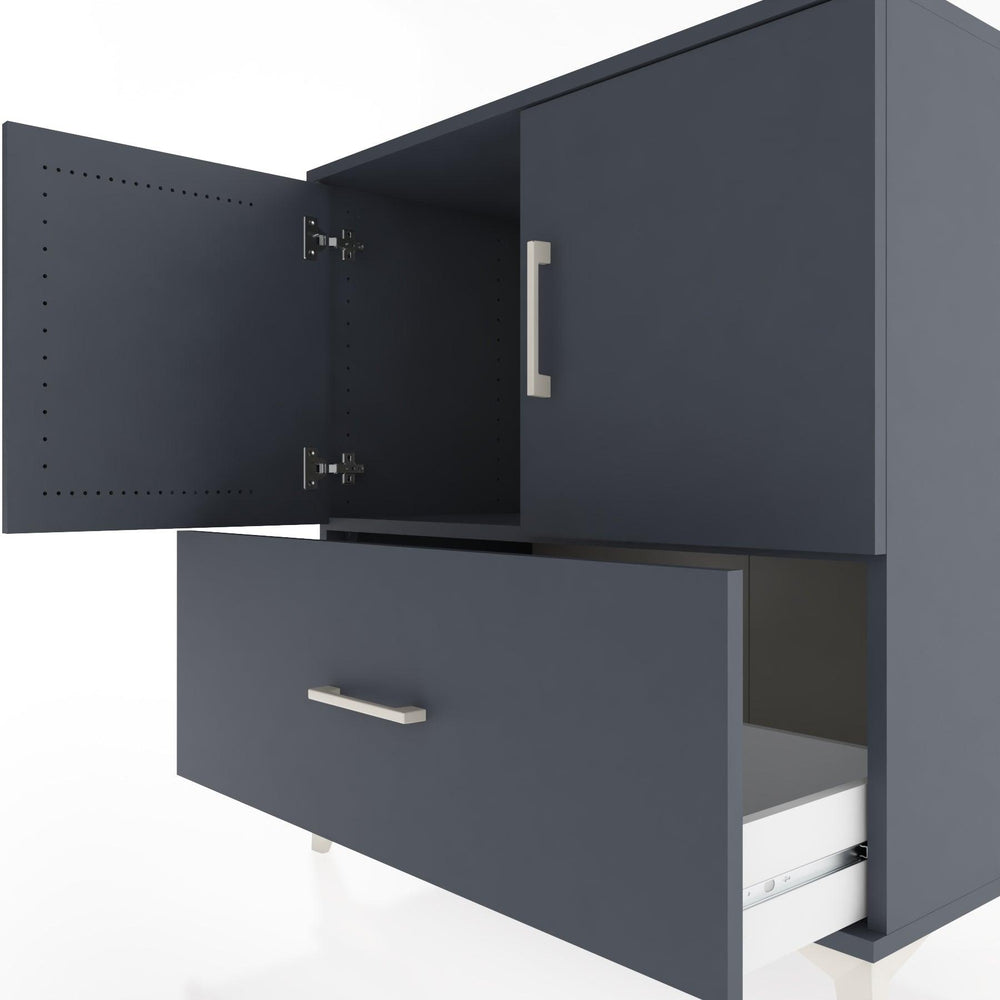 Woodntry Modüler Şifonyer Antrasit 88x44x84 cm Kapaklı ve Çekmeceli KC48-2