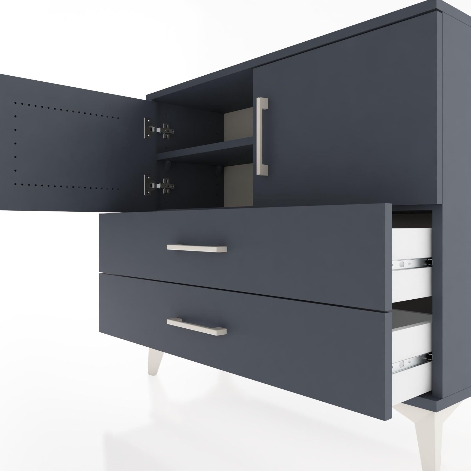 Woodntry Modüler Şifonyer Kapak ve Çekmeceli T1 88x30x94 cm Antrasit - Woodntry