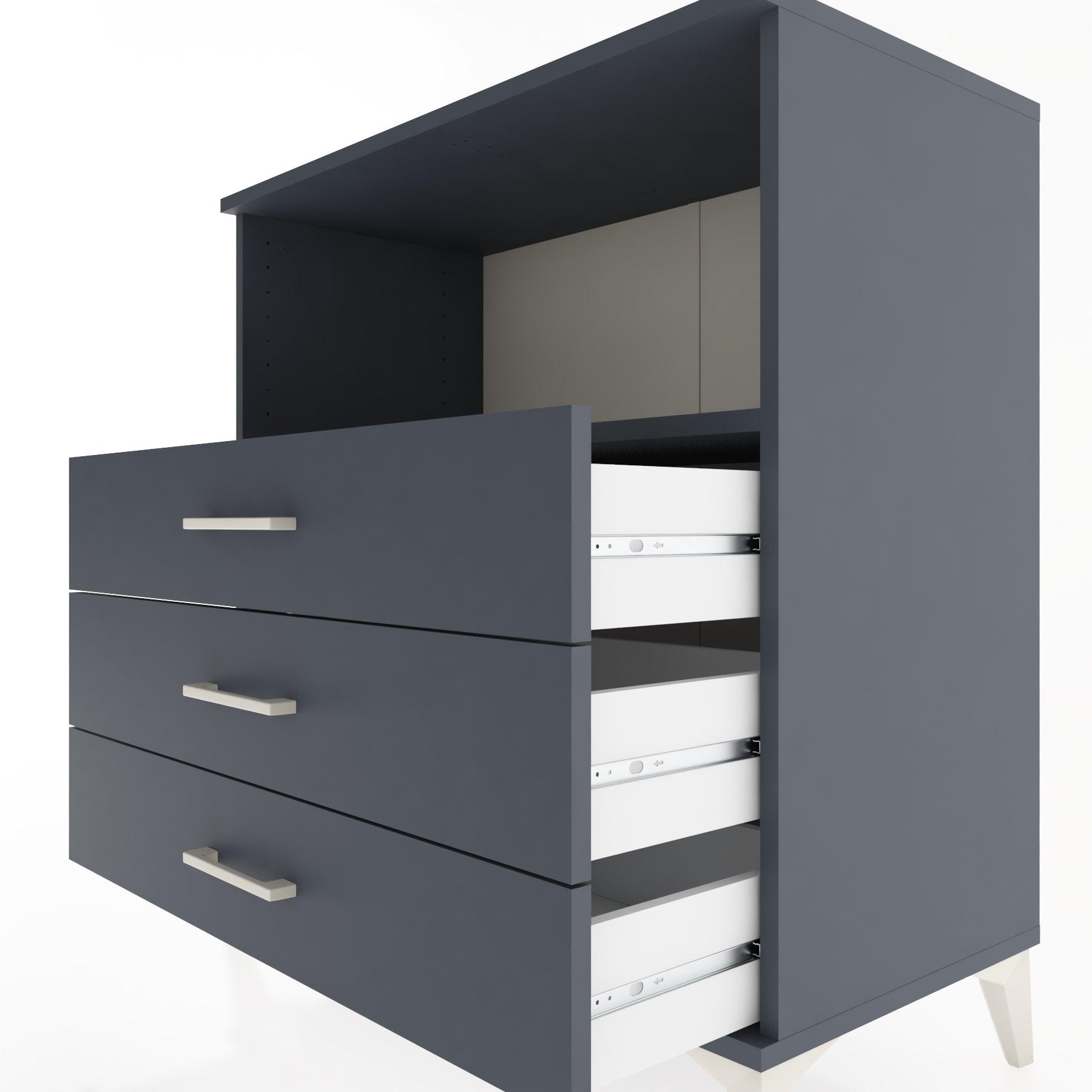 Woodntry Modüler Şifonyer Antrasit 88x44x84 cm Çekmeceli ve Raflı CR18-2