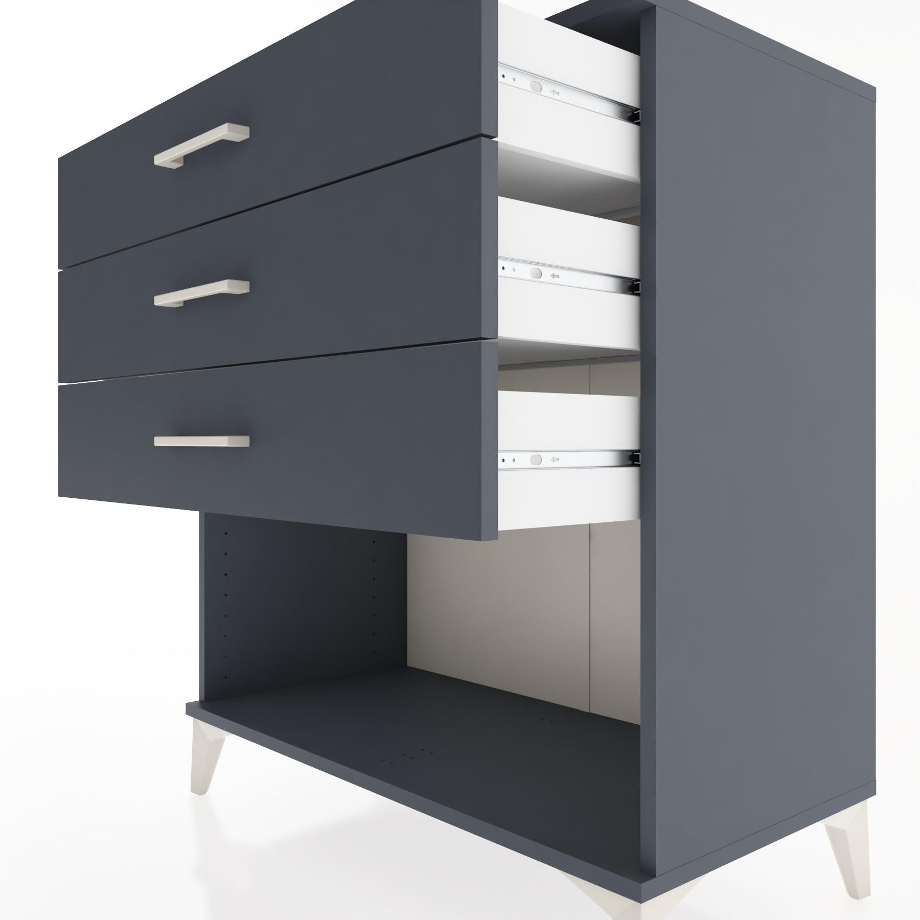 Woodntry Modüler Şifonyer Antrasit 88x44x84 cm Çekmeceli ve Raflı CR11-2