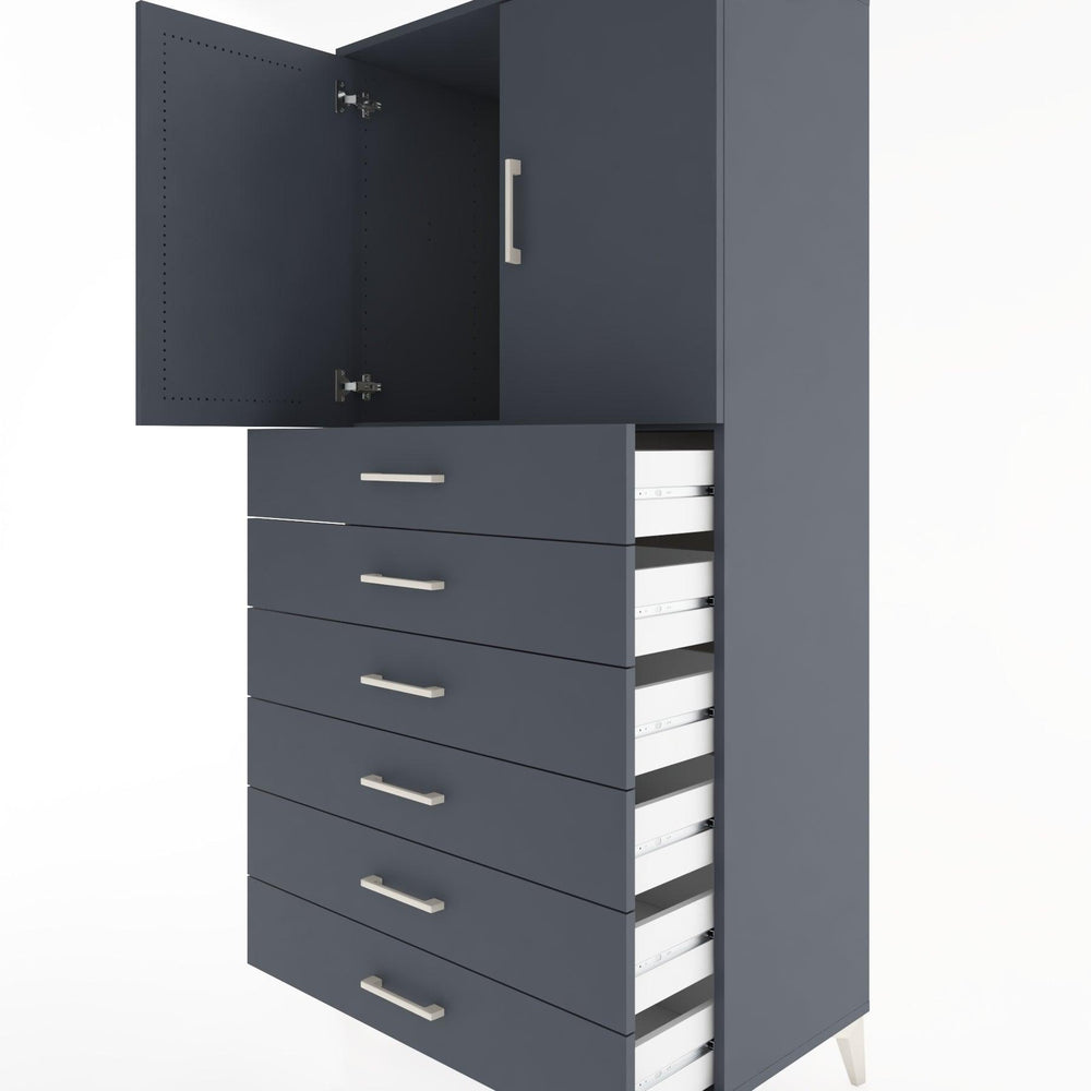 Woodntry Modüler Dolap Antrasit 88x44x170 cm Kapaklı ve Çekmeceli KC3-2