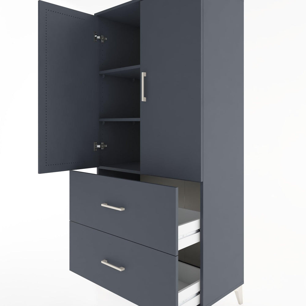 Woodntry Modüler Dolap Antrasit 88x44x170 cm Kapaklı ve Çekmeceli KC21-2