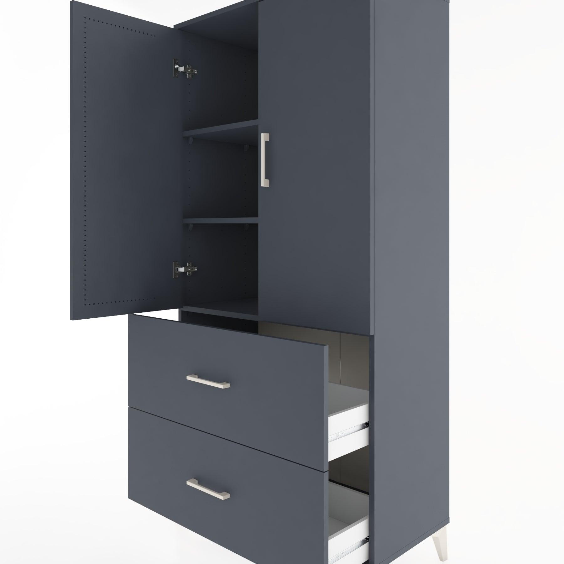 Woodntry Modular Cabinet Anthracite 88x44x170 cm with Doors and Drawers KC21-2