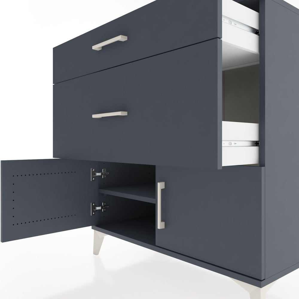 Woodntry Modüler Şifonyer Antrasit 88x44x84 cm Kapaklı ve Çekmeceli KC115-2