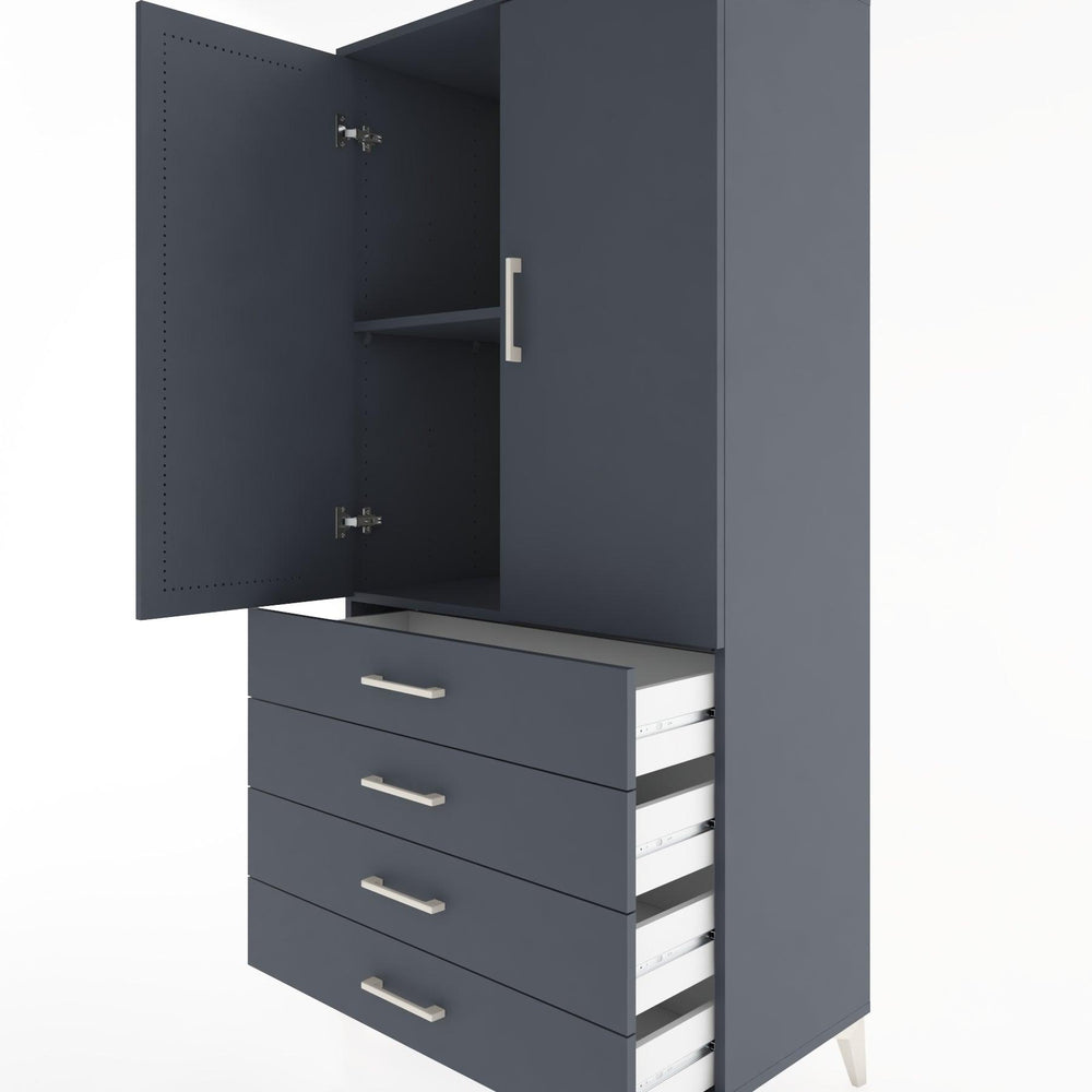 Woodntry Modüler Dolap Antrasit 88x44x170 cm Kapaklı ve Çekmeceli KC5-2