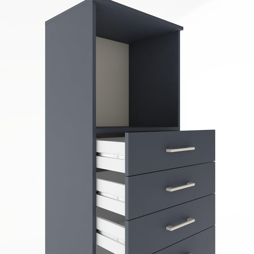 Woodntry Modüler Dolap Antrasit 60x44x170 cm Çekmeceli ve Raflı CR39-2