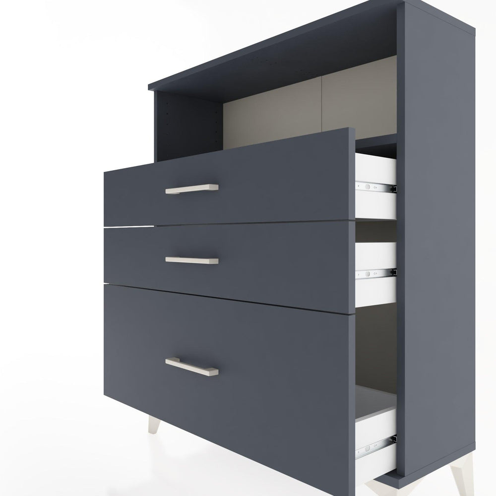 Woodntry Modüler Şifonyer Antrasit 88x30x94 cm Çekmeceli ve Raflı CR13-2