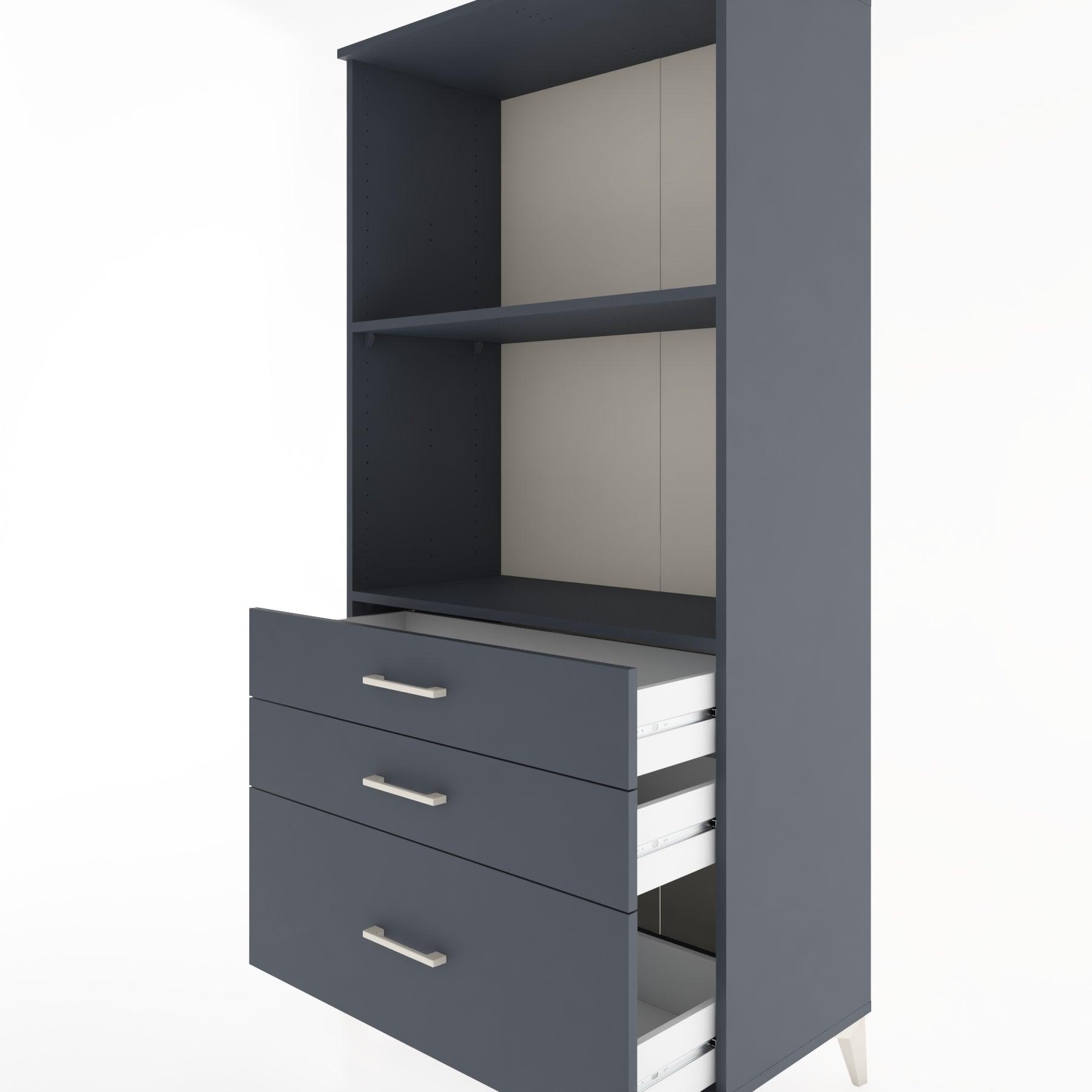 Woodntry Modular Cabinet Anthracite 88x44x170 cm with Drawers and Shelves CR42-2