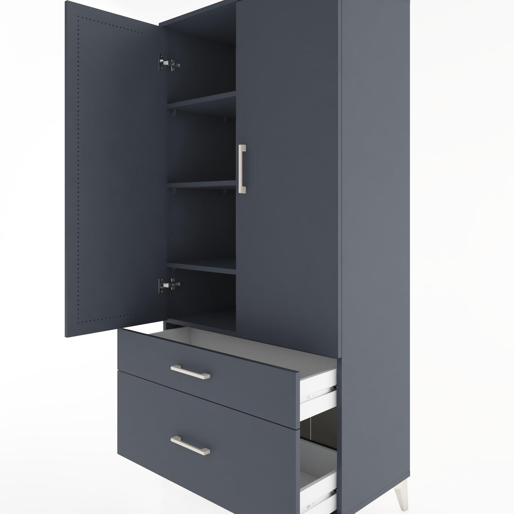 Woodntry Modular Cabinet Anthracite 88x44x170 cm with Doors and Drawers KC15-2