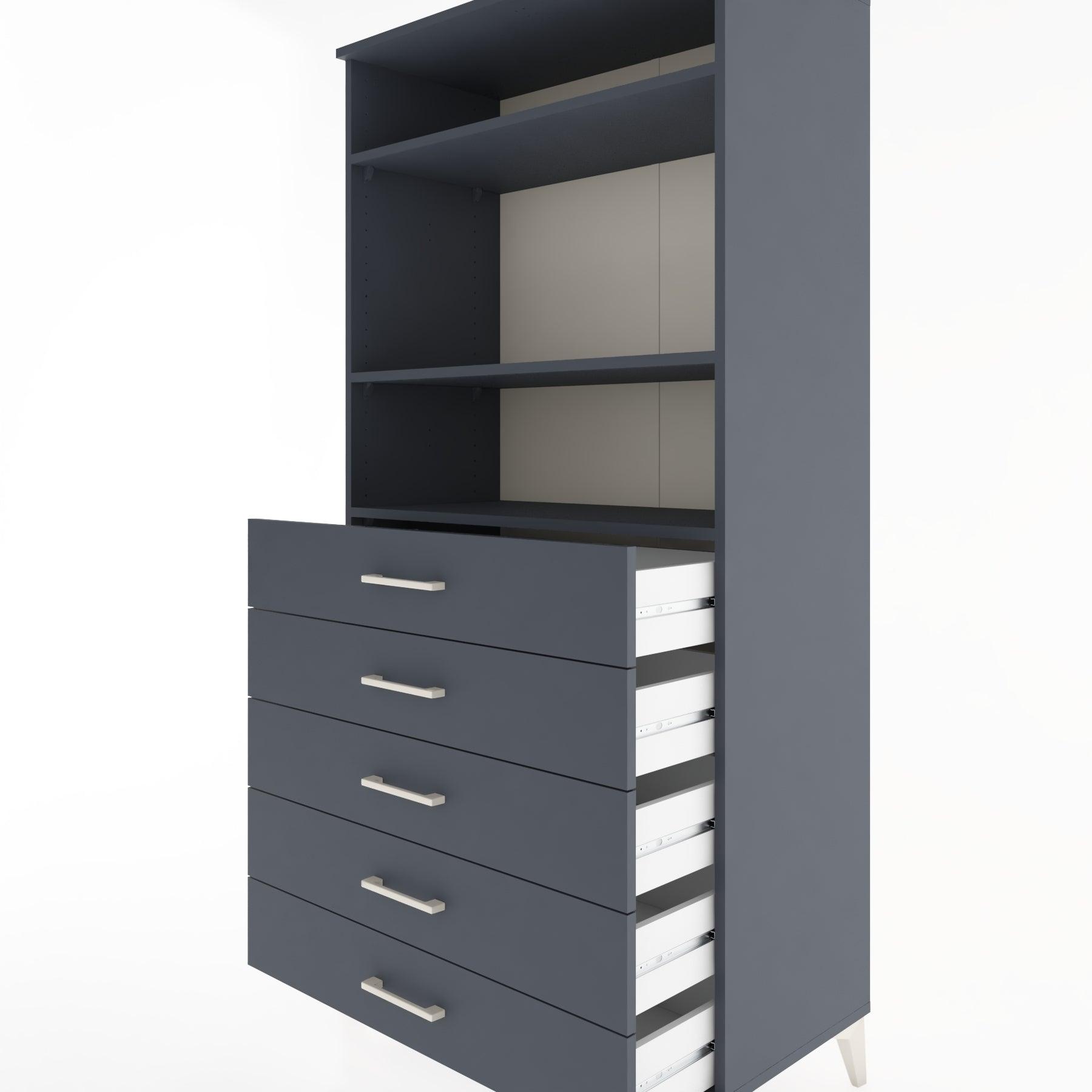 Woodntry Modular Cabinet Anthracite 88x44x170 cm with Drawers and Shelves CR35-2
