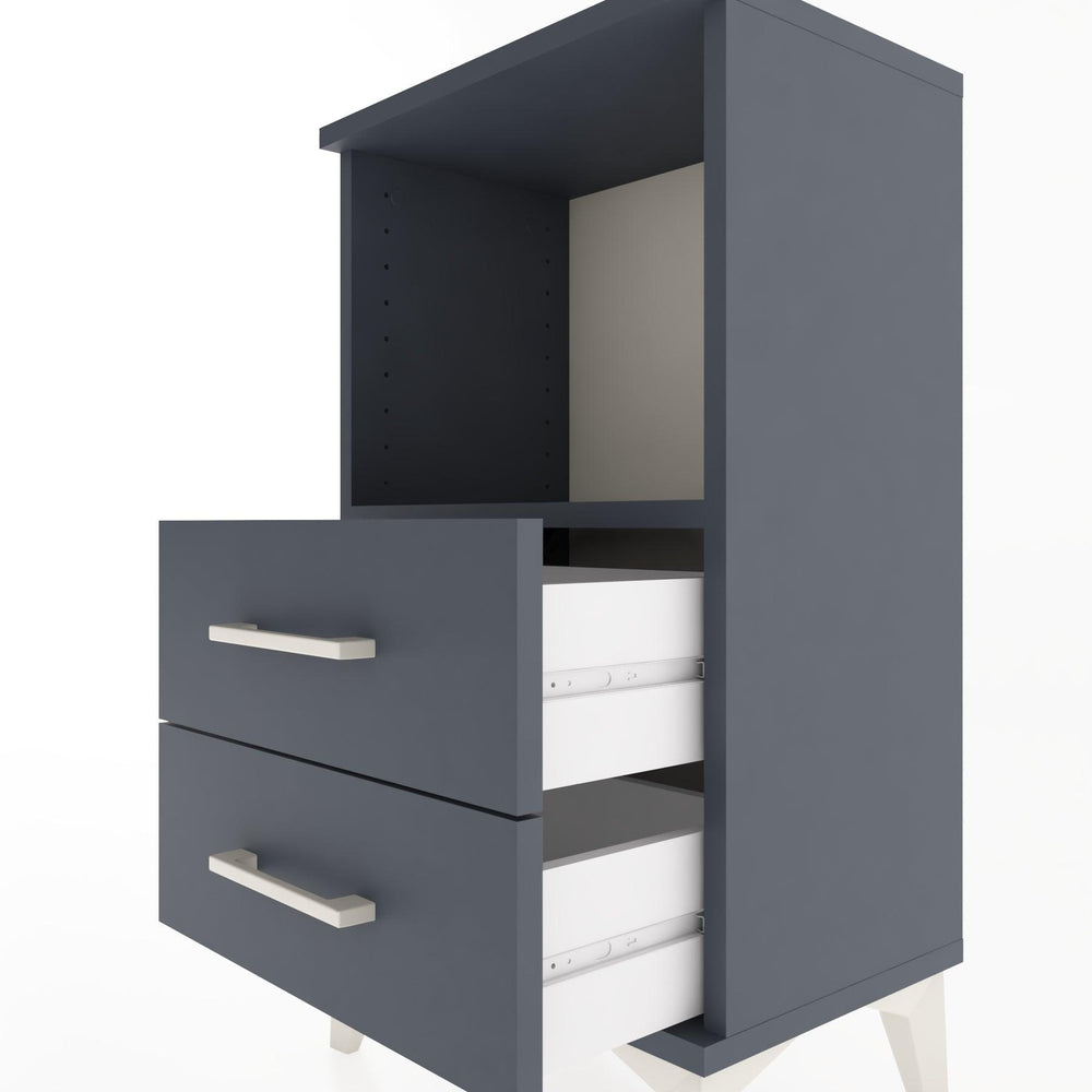 Woodntry Modüler Komodin 2 Çekmece ve Raflı V2 44x30x68 cm Antrasit - Woodntry