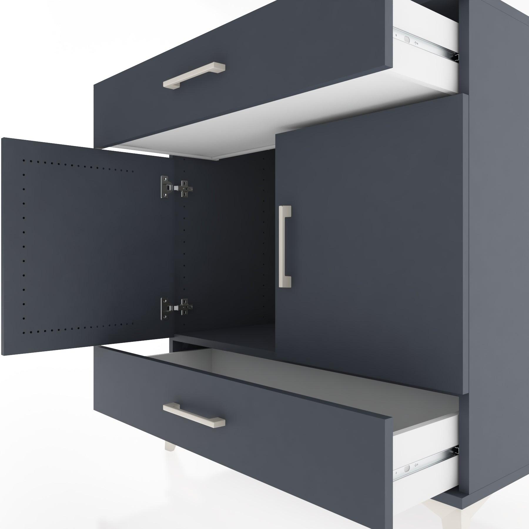 Woodntry Modular Dresser Anthracite 88x44x84 cm with Cover and Drawer KC60-2
