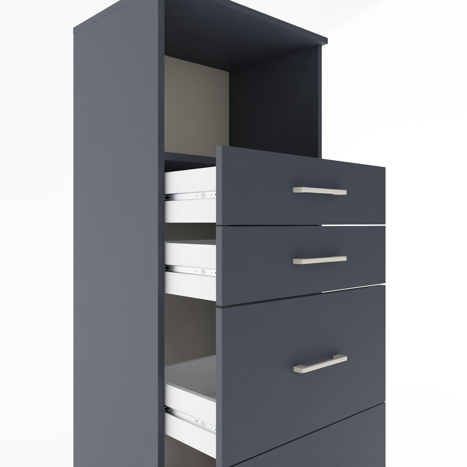 Woodntry Modüler Dolap Antrasit 60x44x170 cm Çekmeceli ve Raflı CR49-2