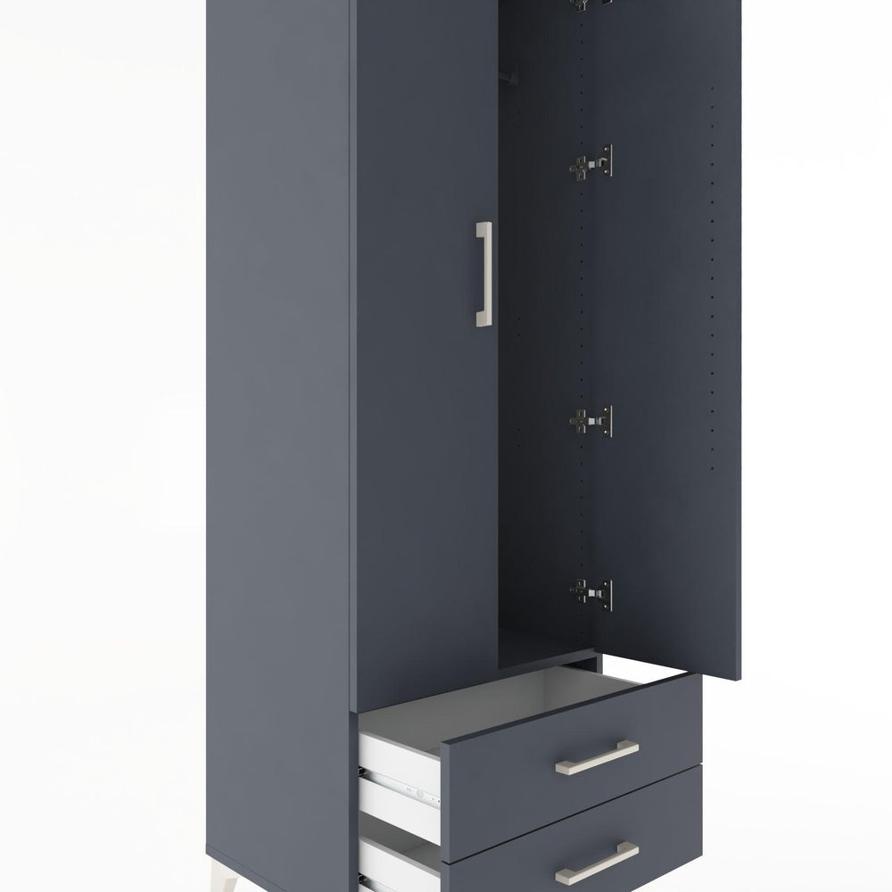 Woodntry Modüler Dolap Antrasit 60x44x170 cm Kapaklı ve Çekmeceli KC29-2