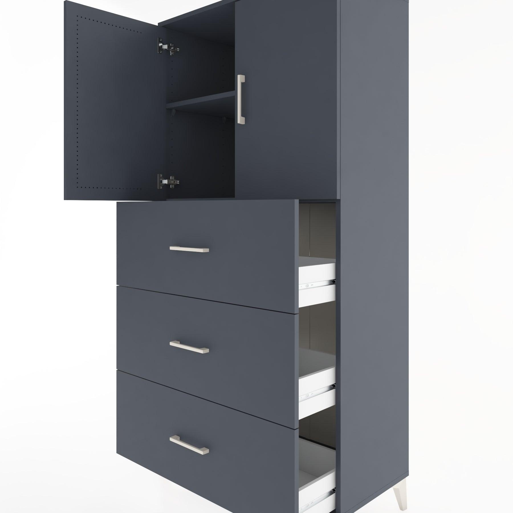 Woodntry Modular Cabinet Anthracite 88x44x170 cm with Doors and Drawers KC24-2