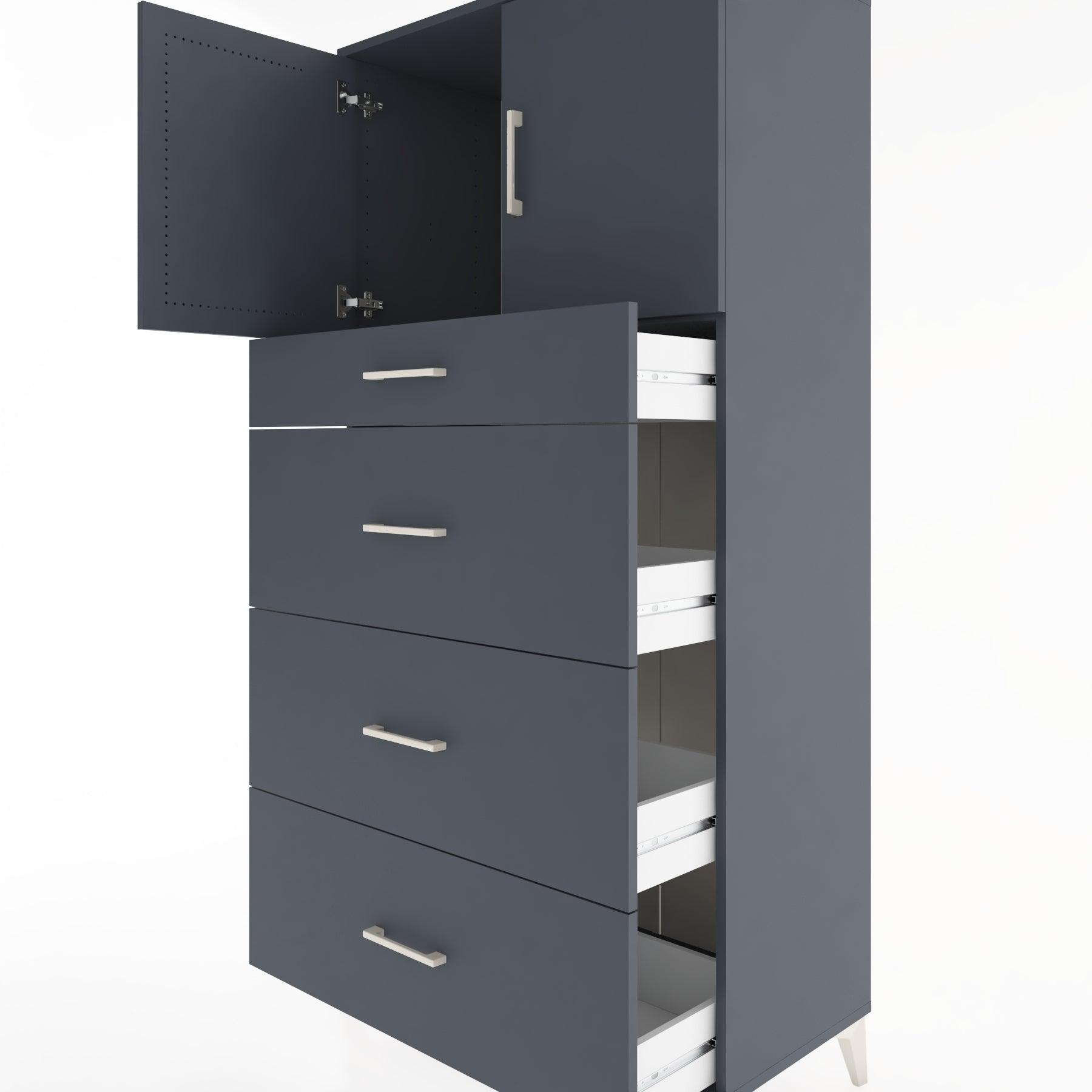 Woodntry Modular Cabinet Anthracite 88x44x170 cm with Doors and Drawers KC23-2
