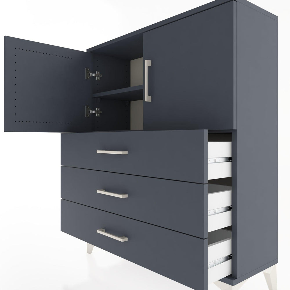 Woodntry Modüler Şifonyer Antrasit 88x30x94 cm Kapaklı ve Çekmeceli KC7-2