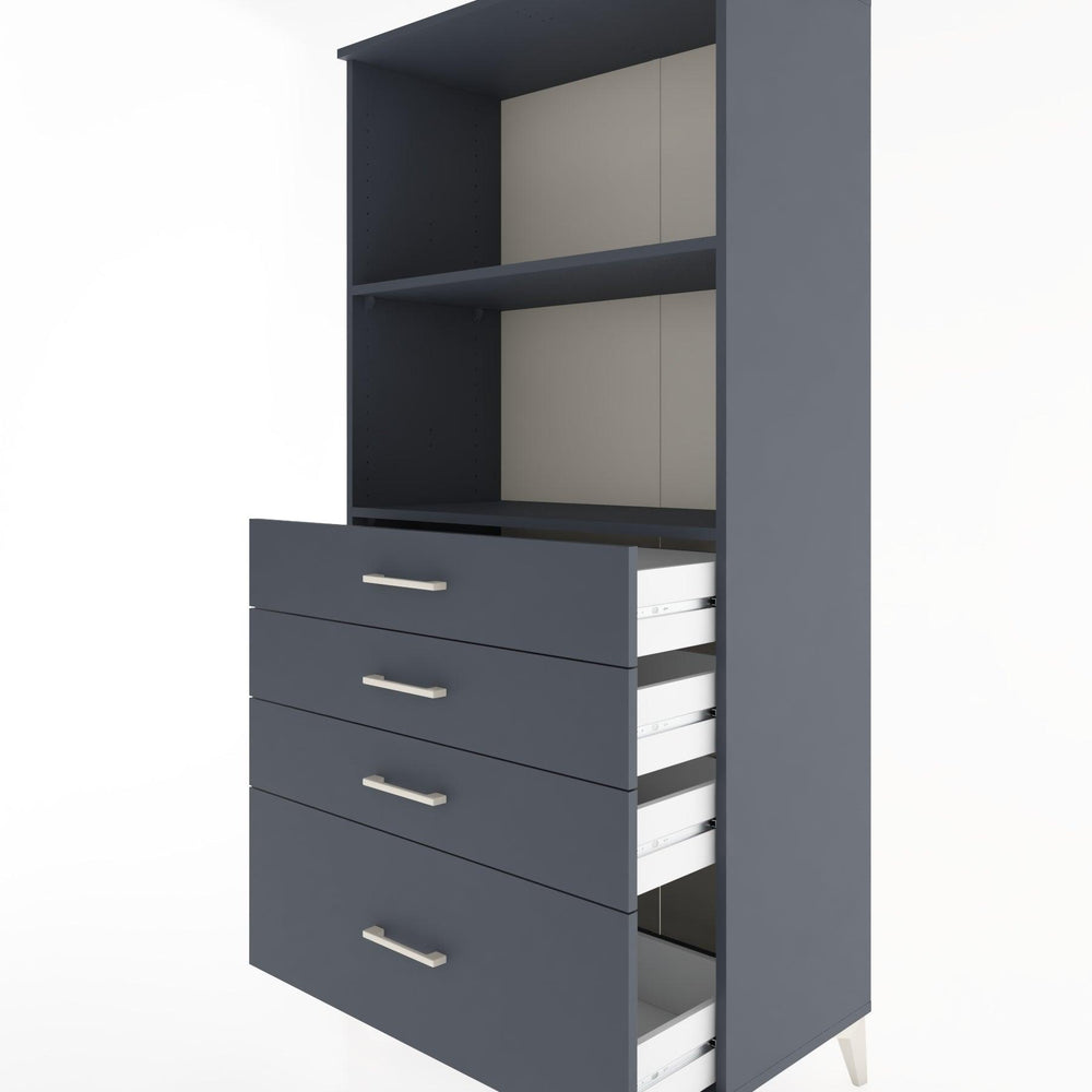 Woodntry Modüler Dolap Antrasit 88x44x170 cm Çekmeceli ve Raflı CR41-2