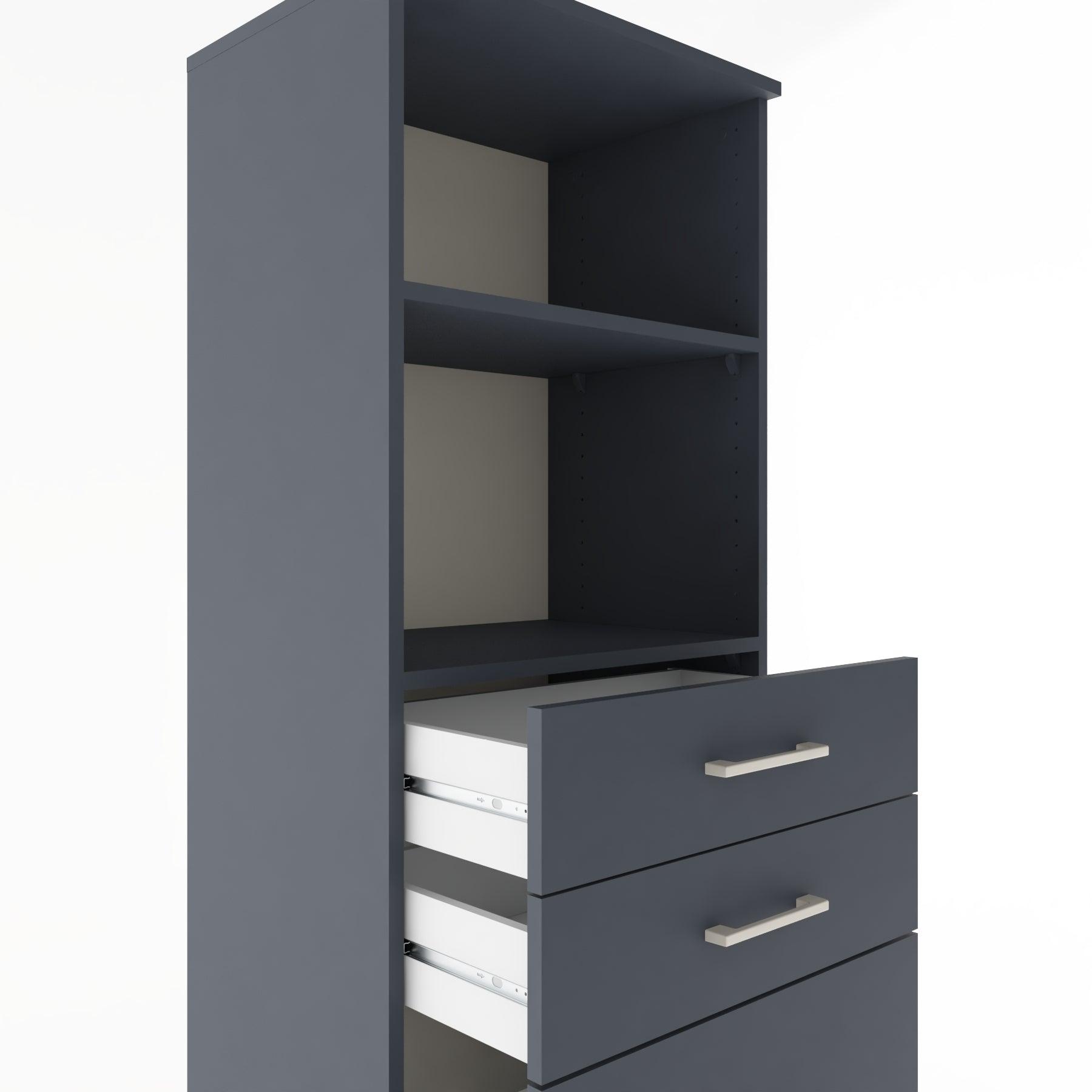 Woodntry Modular Cabinet Anthracite 60x44x170 cm with Drawers and Shelves CR46-2