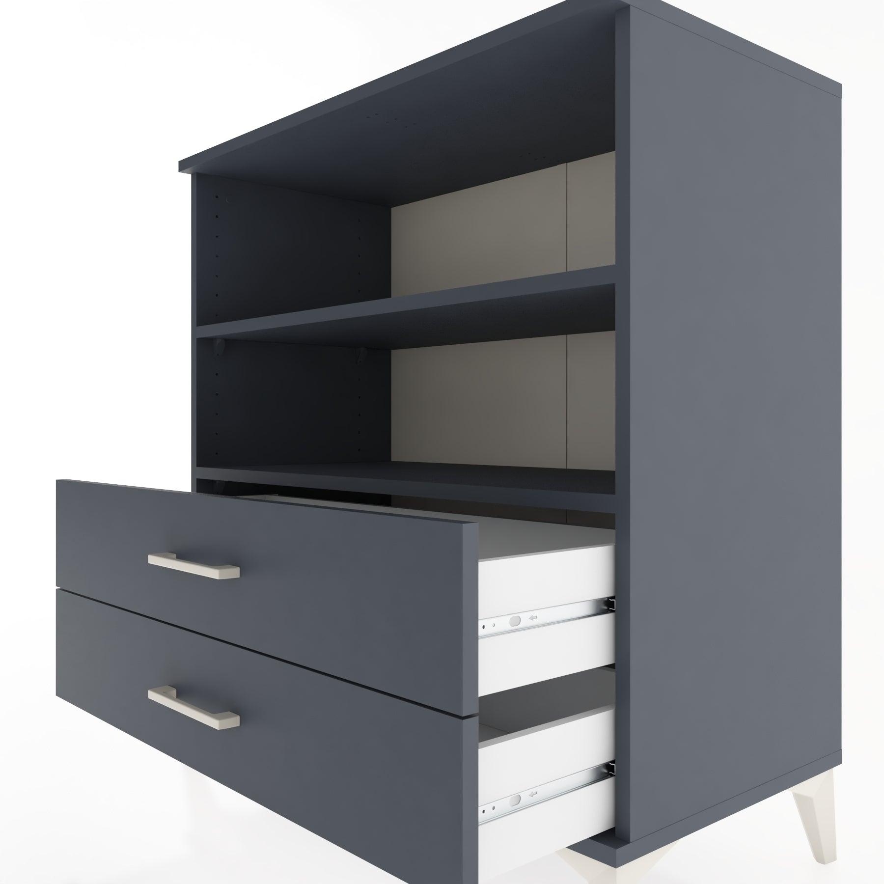 Woodntry Modüler Şifonyer Antrasit 88x44x84 cm Çekmeceli ve Raflı CR16-2