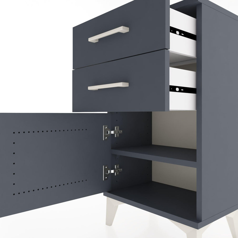 Woodntry Modüler Komodin İki Çekmece ve Kapaklı 44x30x68 cm Antrasit - Woodntry