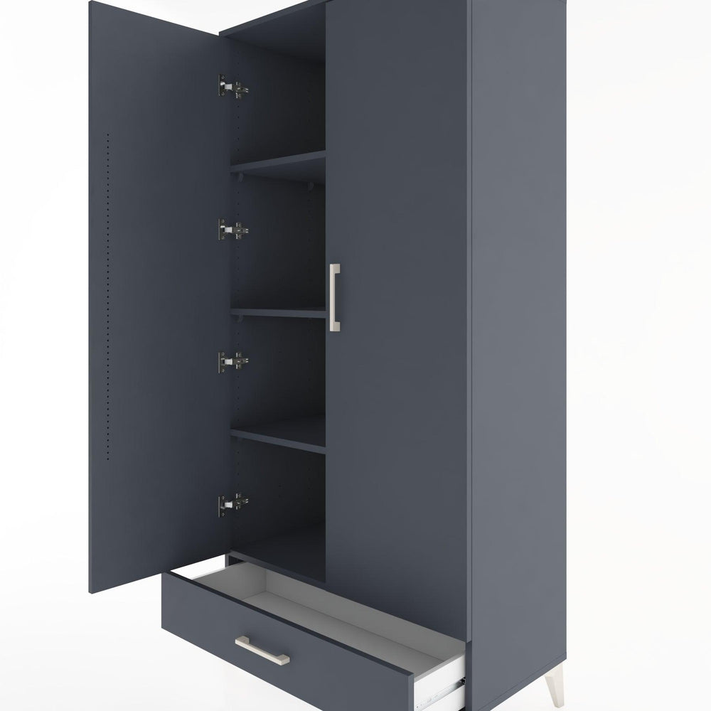 Woodntry Modüler Dolap Antrasit 88x44x170 cm Kapaklı ve Çekmeceli KC8-2