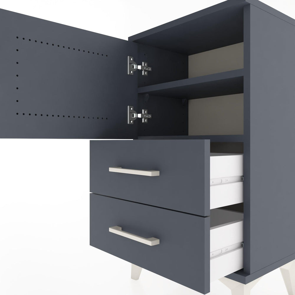 Woodntry Modüler Komodin Kapaklı 2 Çekmeceli 44x30x68 cm Antrasit - Woodntry