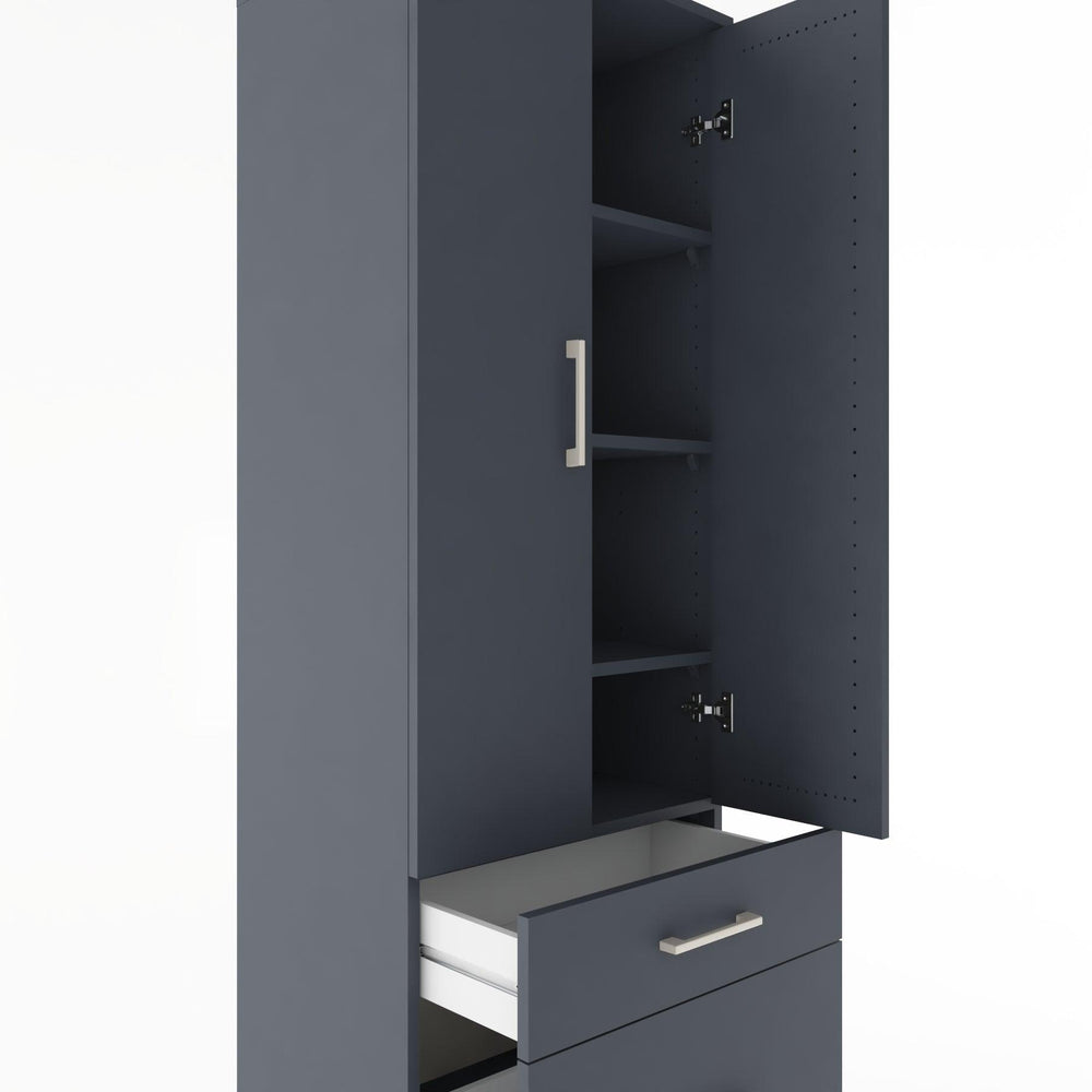 Woodntry Modüler Dolap Antrasit 60x44x170 cm Kapaklı ve Çekmeceli KC15-2