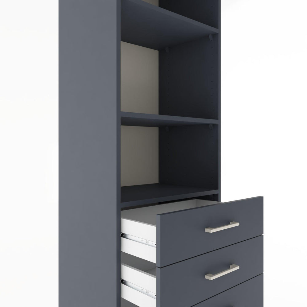 Woodntry Modüler Dolap Antrasit 60x44x170 cm Çekmeceli ve Raflı CR36-2