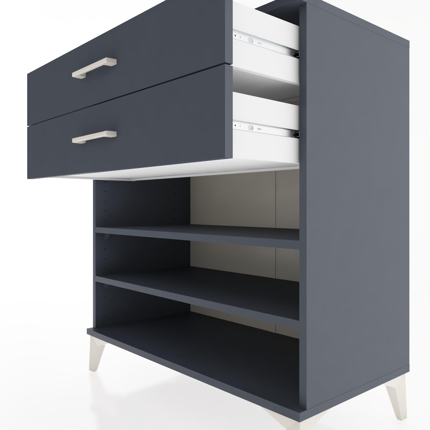 Woodntry Modüler Şifonyer Antrasit 88x44x84 cm Çekmeceli ve Raflı CR13-2