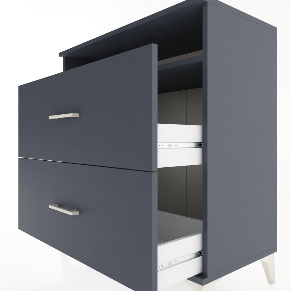 Woodntry Modüler Şifonyer Antrasit 88x44x84 cm Çekmeceli ve Raflı CR3-2